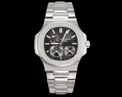 Patek Philippe Nautilus Cal.240PS 40mm Silver Stainless Steel Strap Black Dial Watch